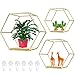 Produktbild QINERSAW 3er Set Hexagon Wandregal Metall Regal Wanddeko Hängeregal Hexagon Metall Wohnzimmer Wandregal Deko Sechseck Regale für Schlafzimmer Bad Café Hotel 3 Größen Gold
