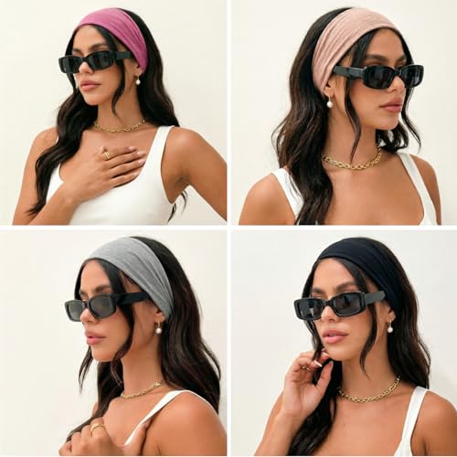 Image of DRESHOW 6 Pack Yoga Sports Headbands for Women Elastic Non-Slip Headbands Running Workout Hair Bands