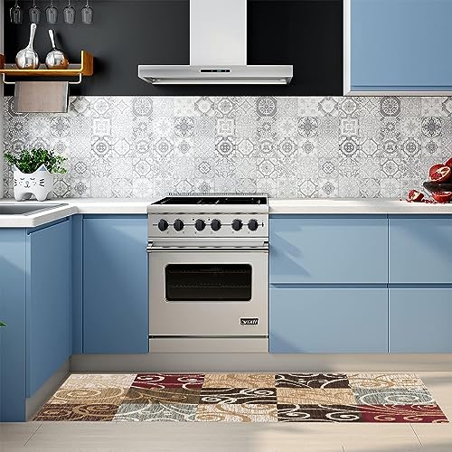 Tapis antidérapant cuisine 120 x 450 cm géométrique gris lavable grand format de sol - 6
