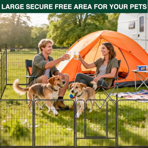 Image of VISCOO Dog Playpen Outdoor, 16 Panels 32 inch H Dog Pen Indoor, Metal Dog Fence | Pet Fence for Large /Small Dogs, Indoor Puppy Playpen, Foldable Heavy Duty Exercise Pen for RV,Camping,Yard