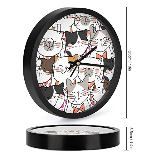 Pendule murale chat cartoon moderne et silencieuse de 25.4cm