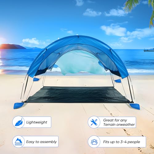 NEVERLAND Beach Sun Shade Canopy Shelter - Outdoor Beach Tent Canopy UPF50+ for 3-4 Persons, Easy Set Up with 4 Sandbags & Ground Mat, Camping, Picnics and Backyard - Image 7