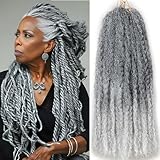 Marley Twist Braiding Hair 18 Inch 8 Packs – Long-Lasting Marley Hair, Fluffy&Tangle-Free Cuban Twist Hair for Braiding, Natural Look Synthetic Spring Afro Kinky Twist Hair Extensions (1B/Grey)