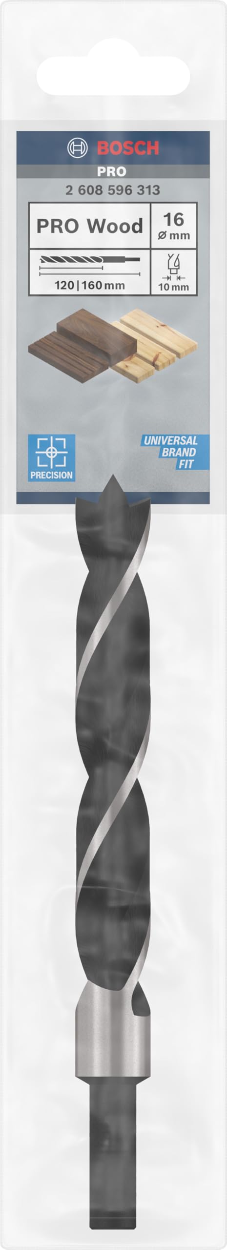 Bosch Professional Accessories 1 x Silindir Şaftlı Spiral Ahşap Matkap Ucu (Ahşap için, 16 mm, Şaft 10 mm, Matkap Aksesuarı)