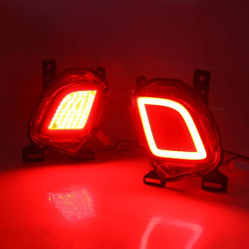 LED Rear Bumper Reflectors Tail Lights Fit for 2015 2016 2017 2018 Toyota Highlander with LED Sequential Turn Signal Light/Brake/Driving/Fog Lamps Red Lens
