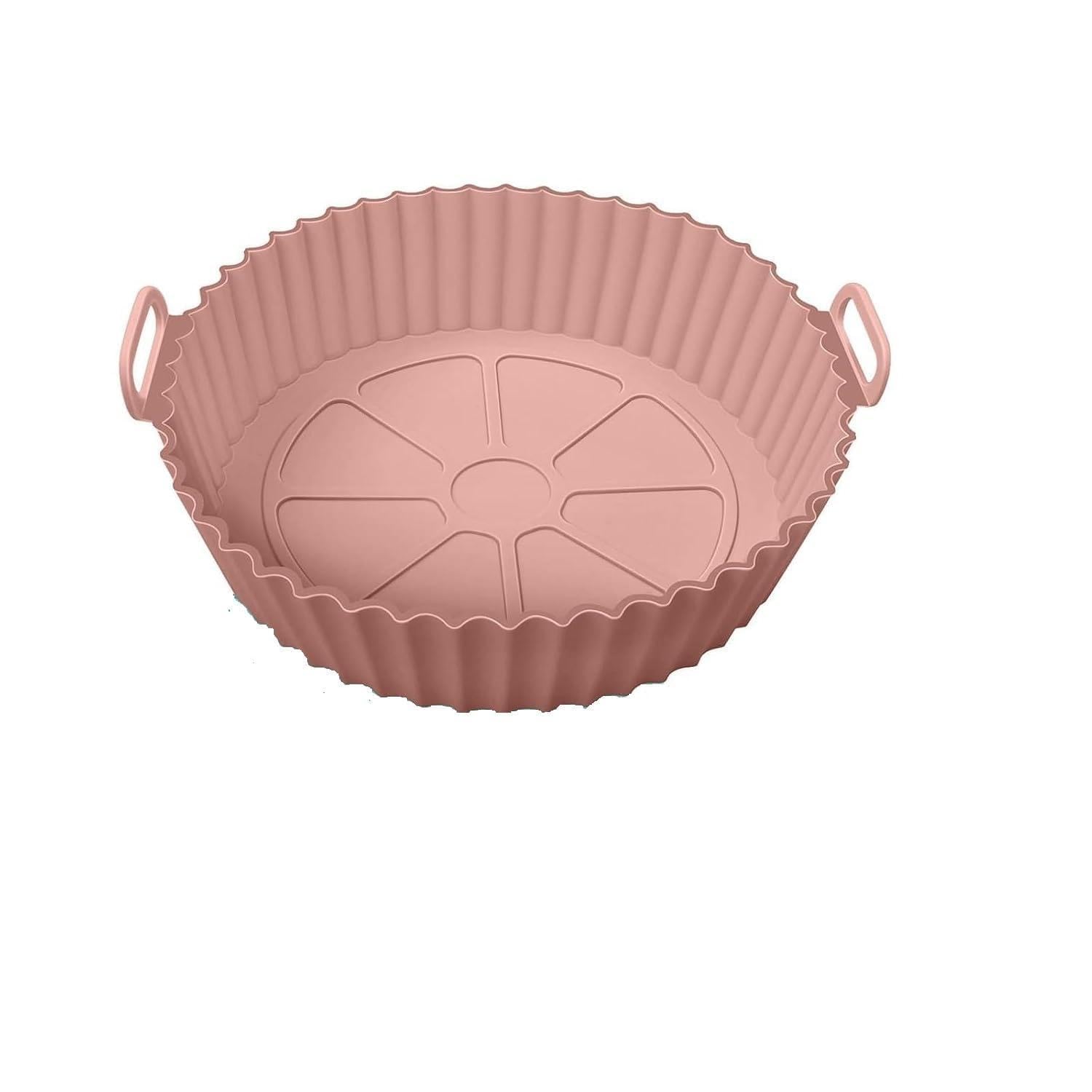 Reusable Silicone Air Fryer Liner - Round Dusty Pink Silicone Basket with Dual Handles - Non-Stick, Heat Resistant Pot Replacement for Parchment Paper - Food Grade & BPA-Free (8.5 Inch)-image-21
