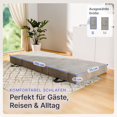 gurkler® Komfort Klappmatratze 75 x 195 x 15 cm - Memory Foam - Gästebett und Faltmatratze als Gästematratze - Bequem & waschbar – Ansicht 2