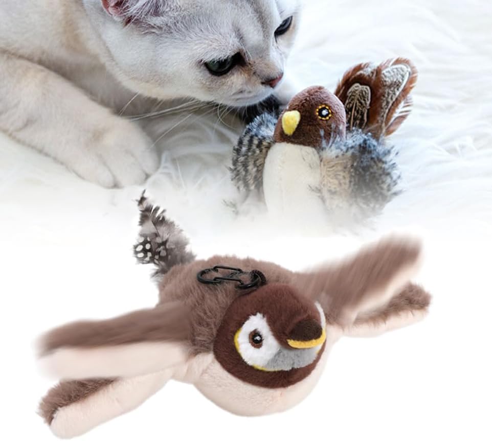 Interactive Dog Toy, Bird for Dog, 2025 New Chirping Bird Dog Toy, Bird Shaped Cat Toy, Plush Cat Toy for Cats, Singing Dog Toy (Sparrow)