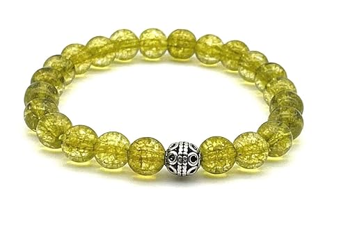 8mm Peridot Gemstone & .925 Sterling Silver Bead Serenity Bracelet