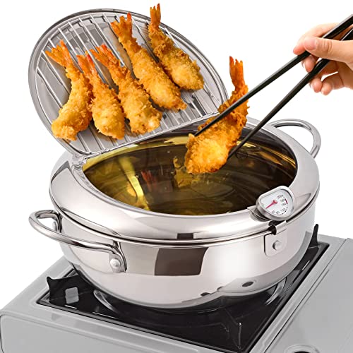 Deep Fryer Pot,Oxydrily Japanese Tempura Deep Fryer Stainless Steel