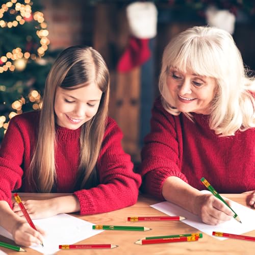 Lápices de grafito cortos navideños 50 piezas rojo y verde miniatura 4