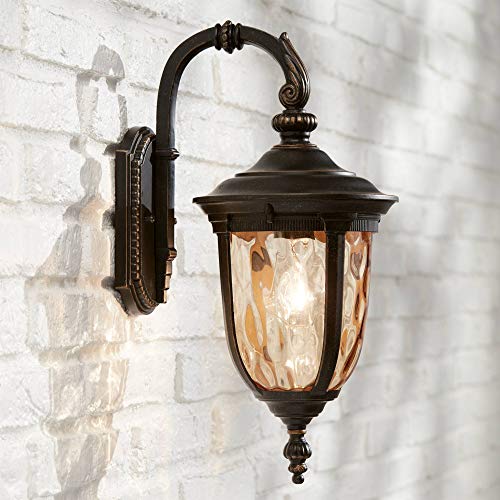 John-Timberland-Bellagio-European-Outdoor-Carriage-Light-Fixture-Bronze-Metal-16-12-Hammered-Glass-Wall-Sconce-for-Exterior-House-Porch-Patio-Outside-Deck-Garage-Yard-Front-Door-Garden-Home John Timberland Bellagio European Outdoor Carriage Light Fixture Bronze Metal 16 12 Hammered Glass Wall Sconce for Exterior House Porch Patio Outside Deck Garage Yard Front Door Garden Home