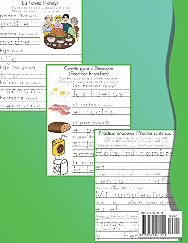 Spanish Vocabulary Workbook K-3rd Grade: Kindergarten through Third Grade Homeschool Learn Spanish Words while Reading and Writing (Spanish Edition) - Image 2