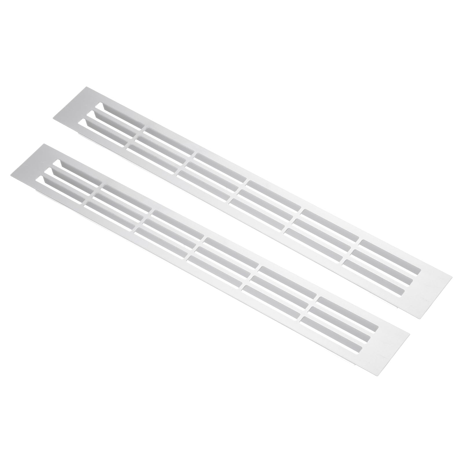 PATIKIL 2 Pcs Door Air Vent Cover, 300mm x 36mm Aluminum Rectangle Grille Ventilation Cover Toe Kick Vent Guard for Cabinet Wardrobe Ceiling Door Wall Floor Garage Furniture, Silver