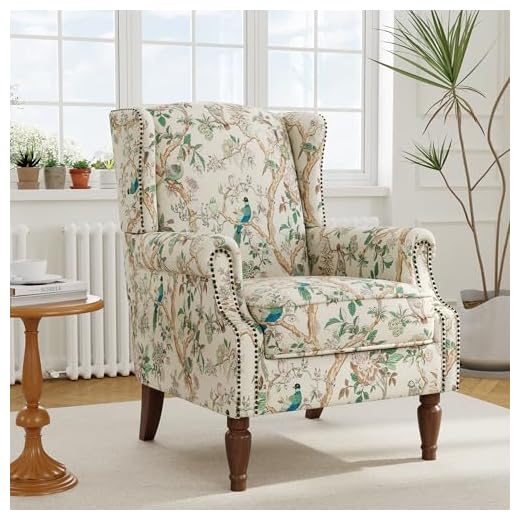 Floral Accented Wingback Chair