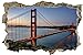 DesFoli Golden State Bridge Wandloch 3D-Optik Wandtattoo 70 x 105 cm Wandbild Sticker Aufkleber D006