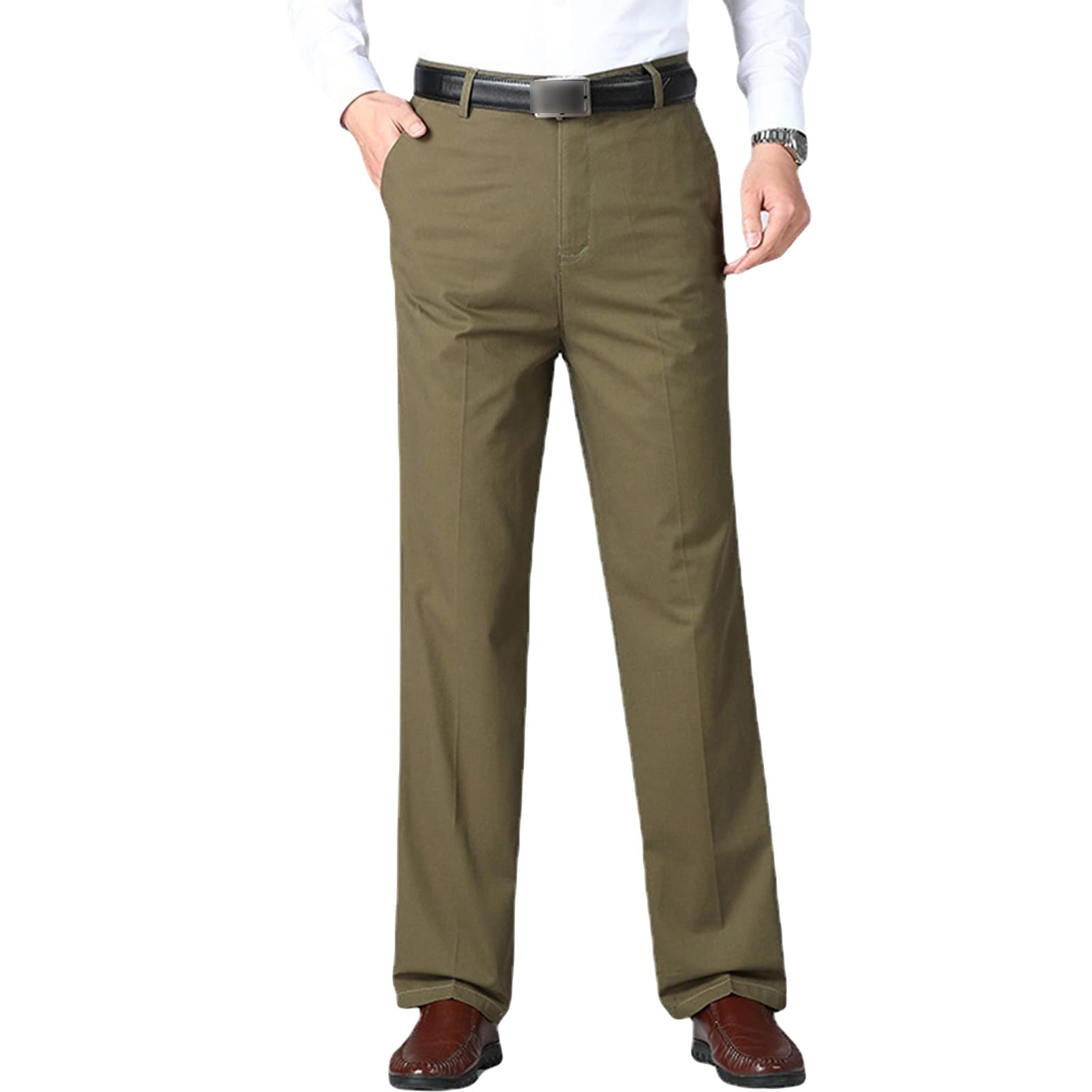 Men Lightweight Stylish Stretch Dress Pant Solid Color Slim Fit Skinny Comfort Suit Pant Casual Business Trousers