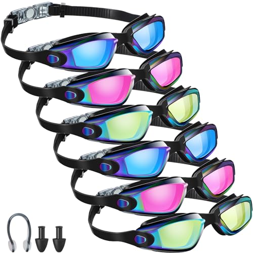 Flutesan 6 Pcs Swim Goggles Swimming Equipment Swimming Goggles Sport Swimming Goggles for Women Men Adult Youth (Charming Color,Classic Style)