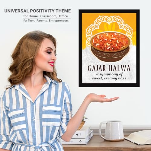 Image of Chaka Chaundh - Gajar halwa wall art poster frame Sweets Mithai shop and confectionery store wall art framed quotes decor item - Restaurant cafe food Deserts poster frame decoration items - 14 X 11 inches