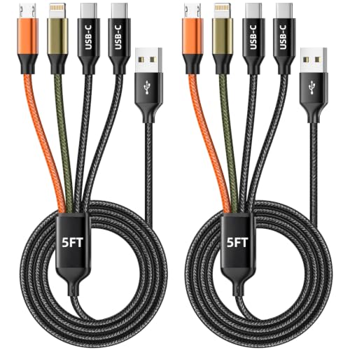 4 in 1 Multi Charging Cable, Charging Cords for Multiple Devices 2Pack 5FT