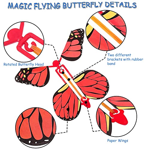 Scettar 40 Pcs Magic Flying Butterfly Fairy Flying Toys Wind Up Rubber Band Powered Butterfly Toys Decoration For Colorful Bookmark And Greeting Card Surprise Gift, No Gift Box Include #TOP3