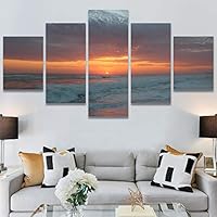 SIGNWIN 5 Panel Canvas Wall Art Landscape Ocean for Home Decorations Ready to Hang - 60