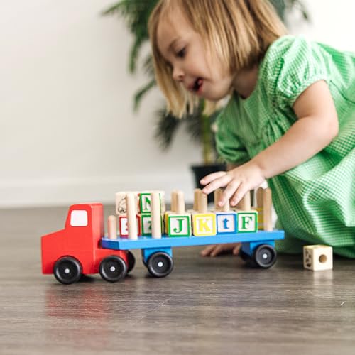 Image of Melissa & Doug Alphabet Blocks Wooden Truck Educational Toy (Pack of 12)