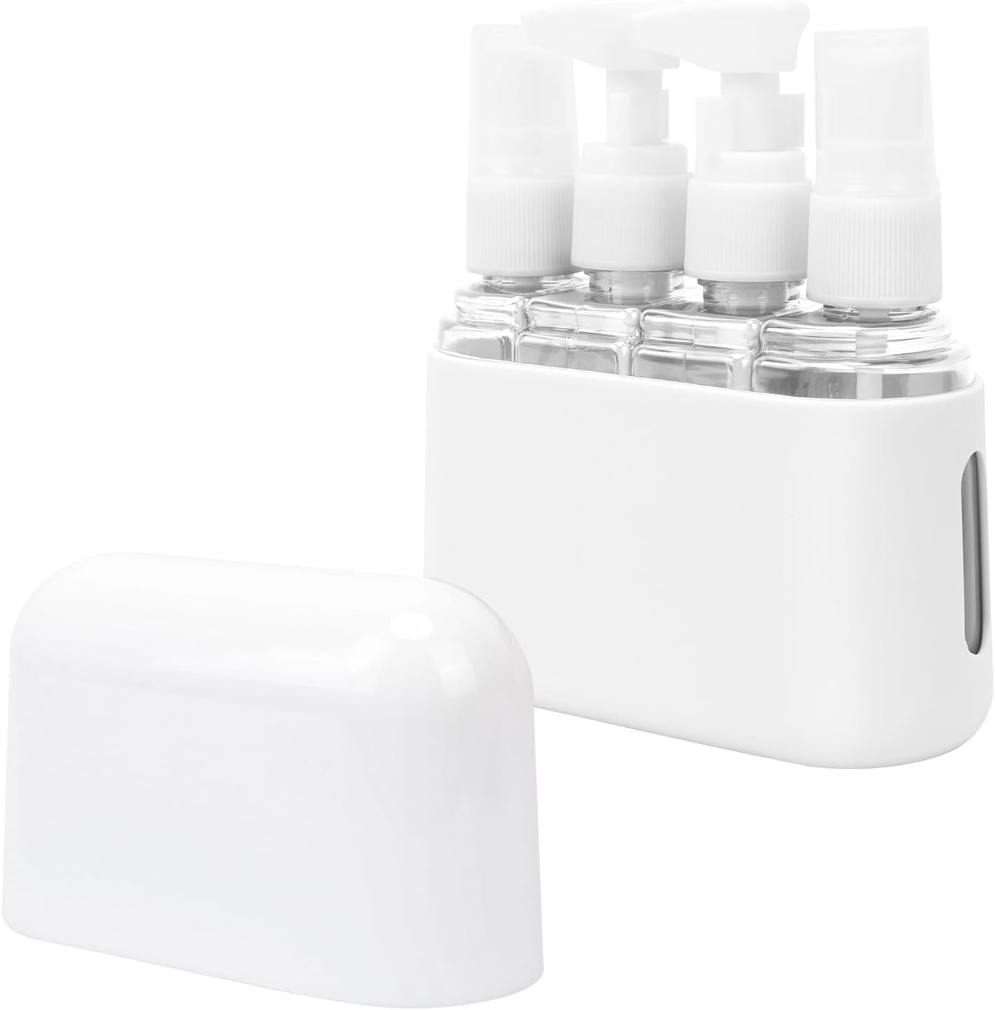 Skycase Travel Bottles - Leak Proof Refillable Tsa Approved Travel Size Toiletries, 4 in 1 Liquid Bottles Containers with Labels and Funnel Airplane Accessories Kits for Lotion Liquid (Grey)