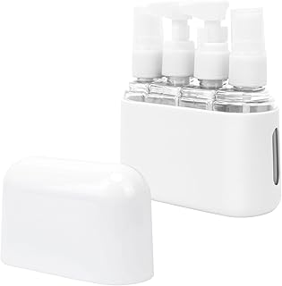 Skycase Travel Bottles - Leak Proof Refillable Tsa Approved Travel Size Toiletries, 4 in 1 Liquid Bottles Containers with Labels and Funnel Airplane Accessories Kits for Lotion Liquid (Grey)