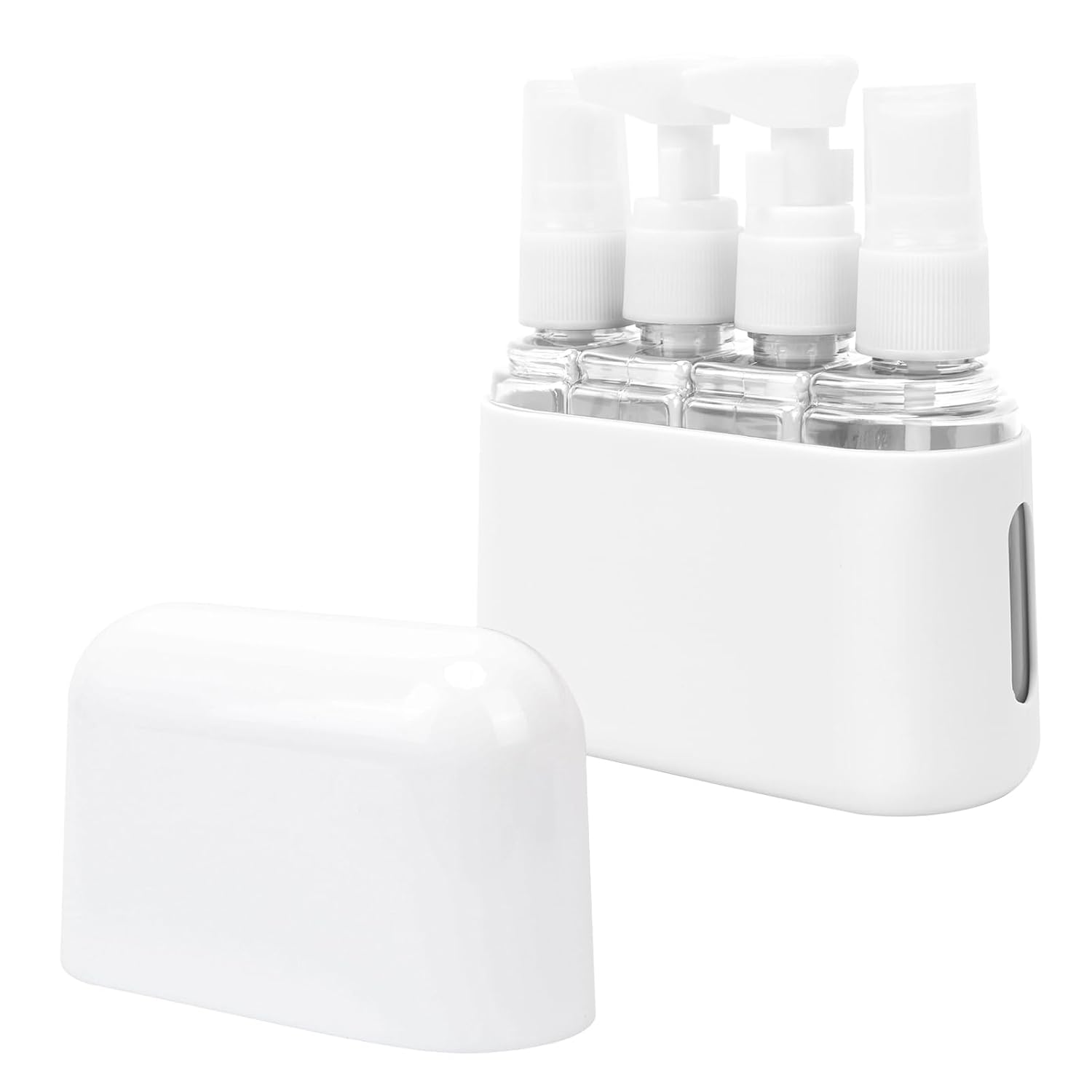 Skycase Travel Bottles - Leak Proof Refillable Tsa Approved Travel Size Toiletries, 4 in 1 Liquid Bottles Containers with Labels and Funnel Airplane Accessories Kits for Lotion Liquid (Grey)