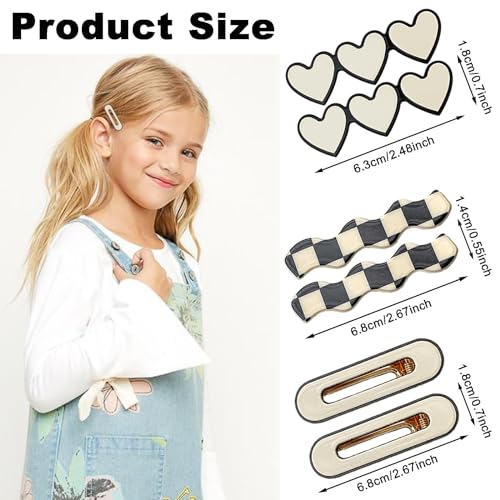 Sheharuhi 18 Pcs Acrylic Cute Checker Hair Clips, Simple Geometric Duckbill Clips, Korean Styling Minimalist Hair Barrettes For Women And Girls Hair Accessories thumb #2