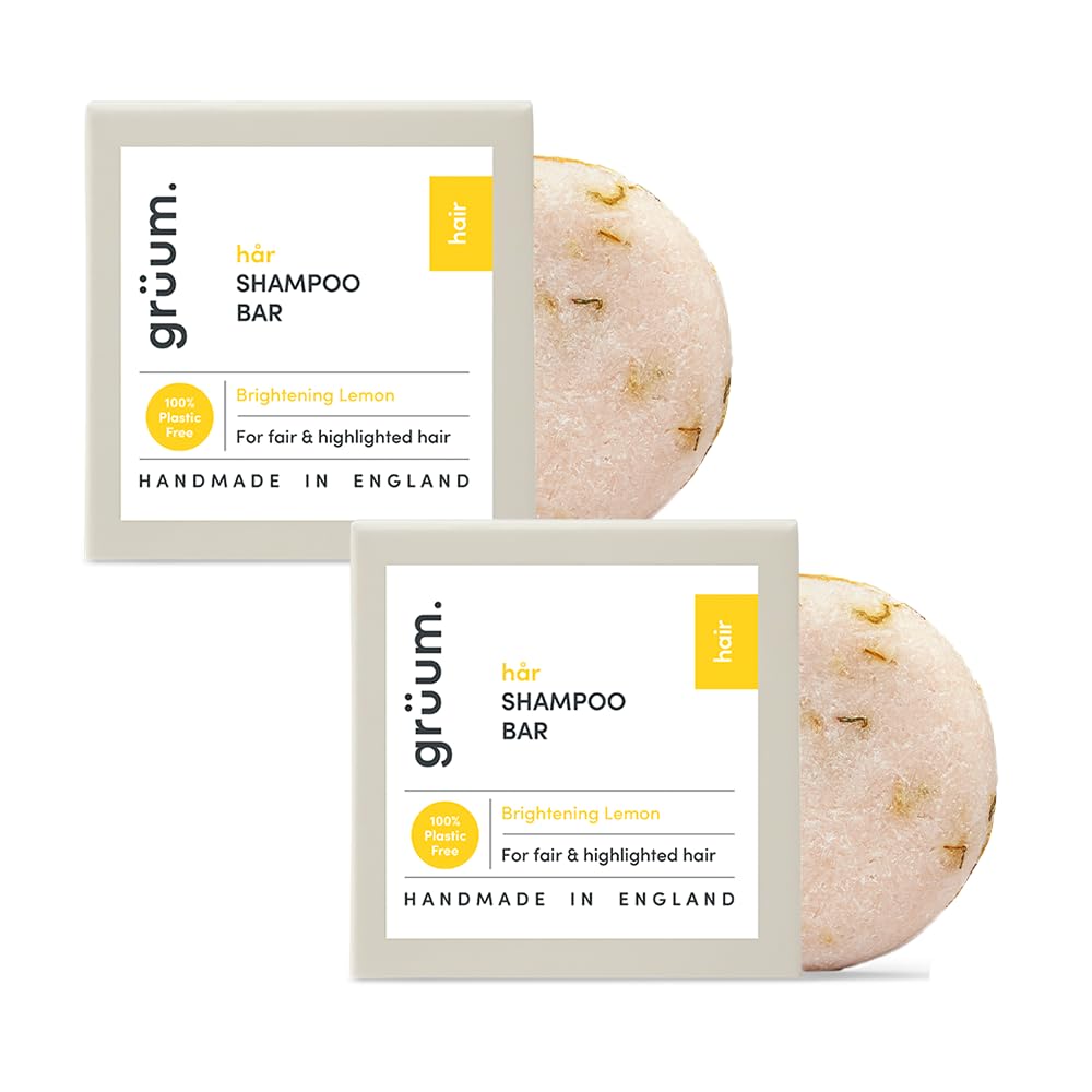 grüum Twin Pack Brightening Shampoo Bar 50g, Solid Shampoo Bars for Hair Up to 60 Washes