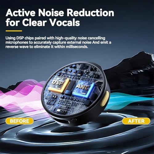 Image of coku CK-Q8 Dual Wireless Lavalier Microphone with LED Display Case, Noise Cancelling Collar Mic for YouTube, Vlogging, Recording, Plug & Play for I-Phone, Android, Type C Devices, DSLR, & Lightning