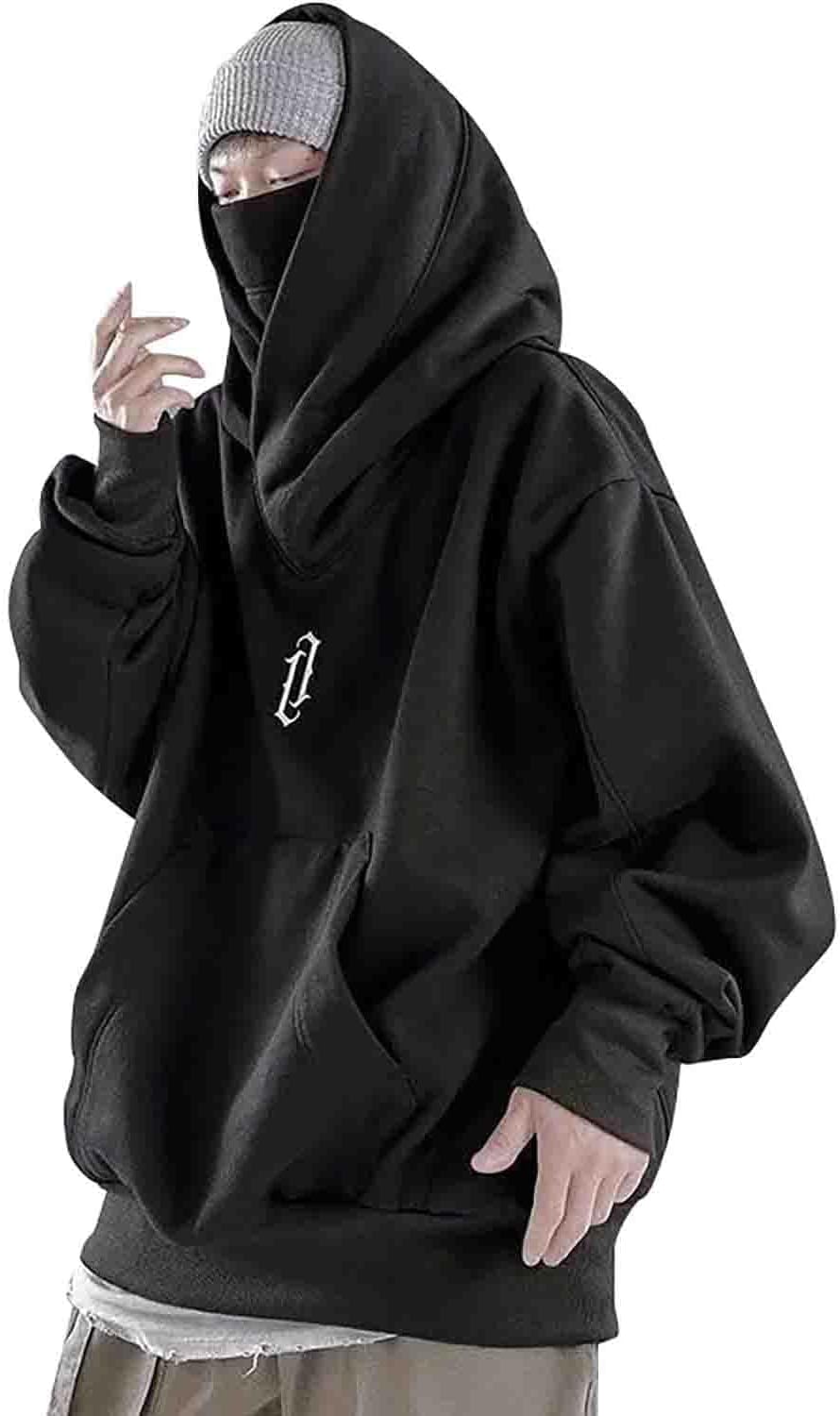 Ninja Hoodie Men's Hooded Y2k Neckline Hoody Techwear Techwear Japan Harajuku Style Fleece Turtleneck Sweater Sweatshirt Oversize Lined Thick Hip Hop Hoodie Retro Street