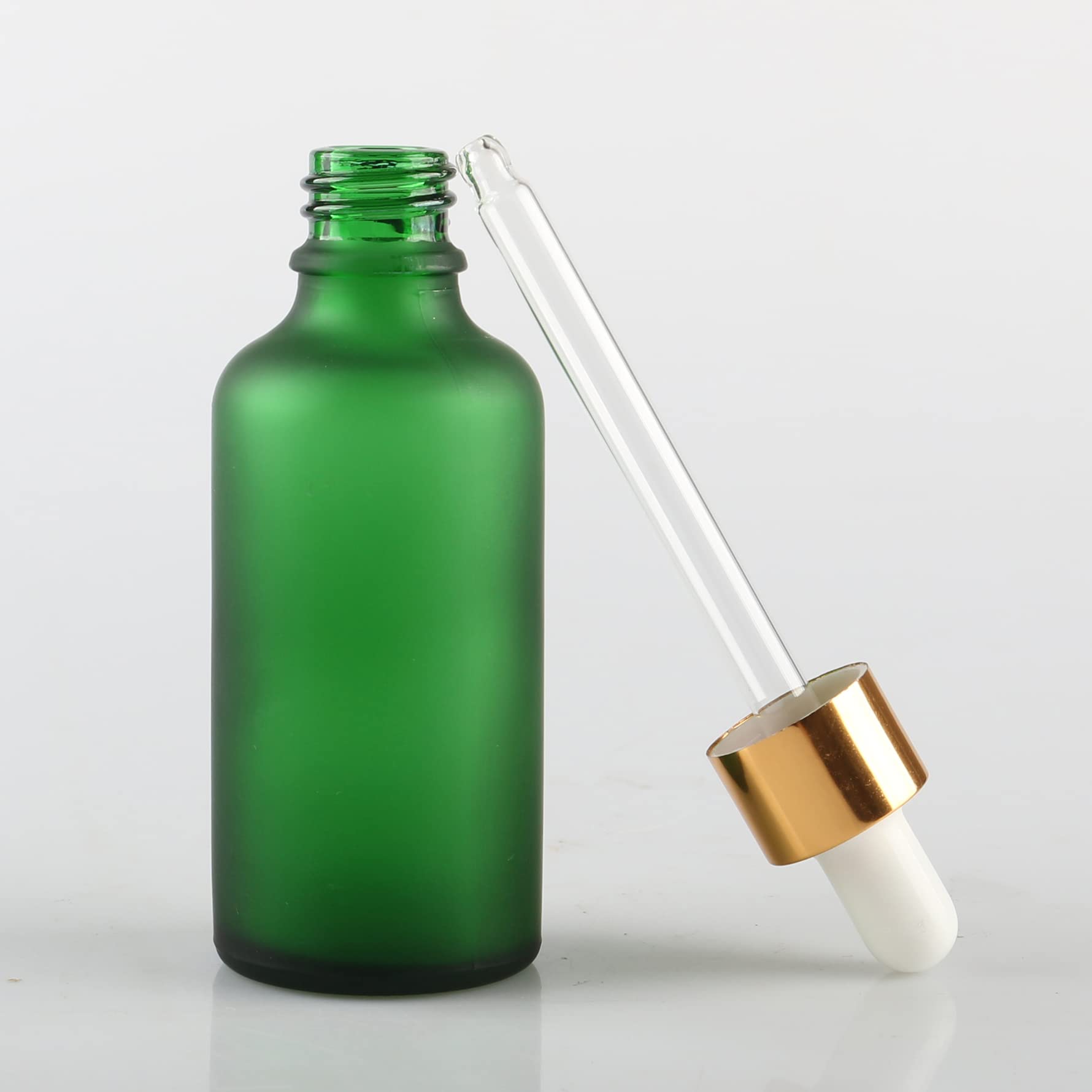 24 Pieza, 50ml Mate Verde Botellas de Cristal con Pipeta, Frasco Cuentagotas Cristal con Tapón de Rosca Oro, para Aromaterapia Aceites Esenciales