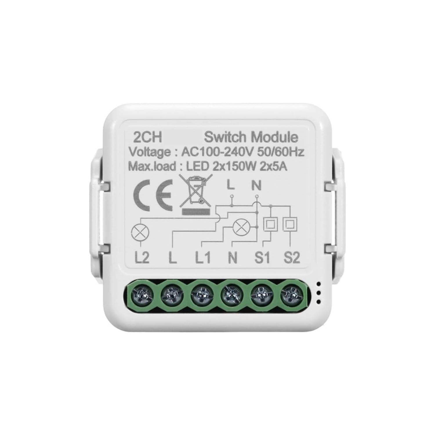 Circuit Breaker Switch Module 10A 100-240V 1/2/3/4 Groups LED dimmer LED Controller(2-Gang)