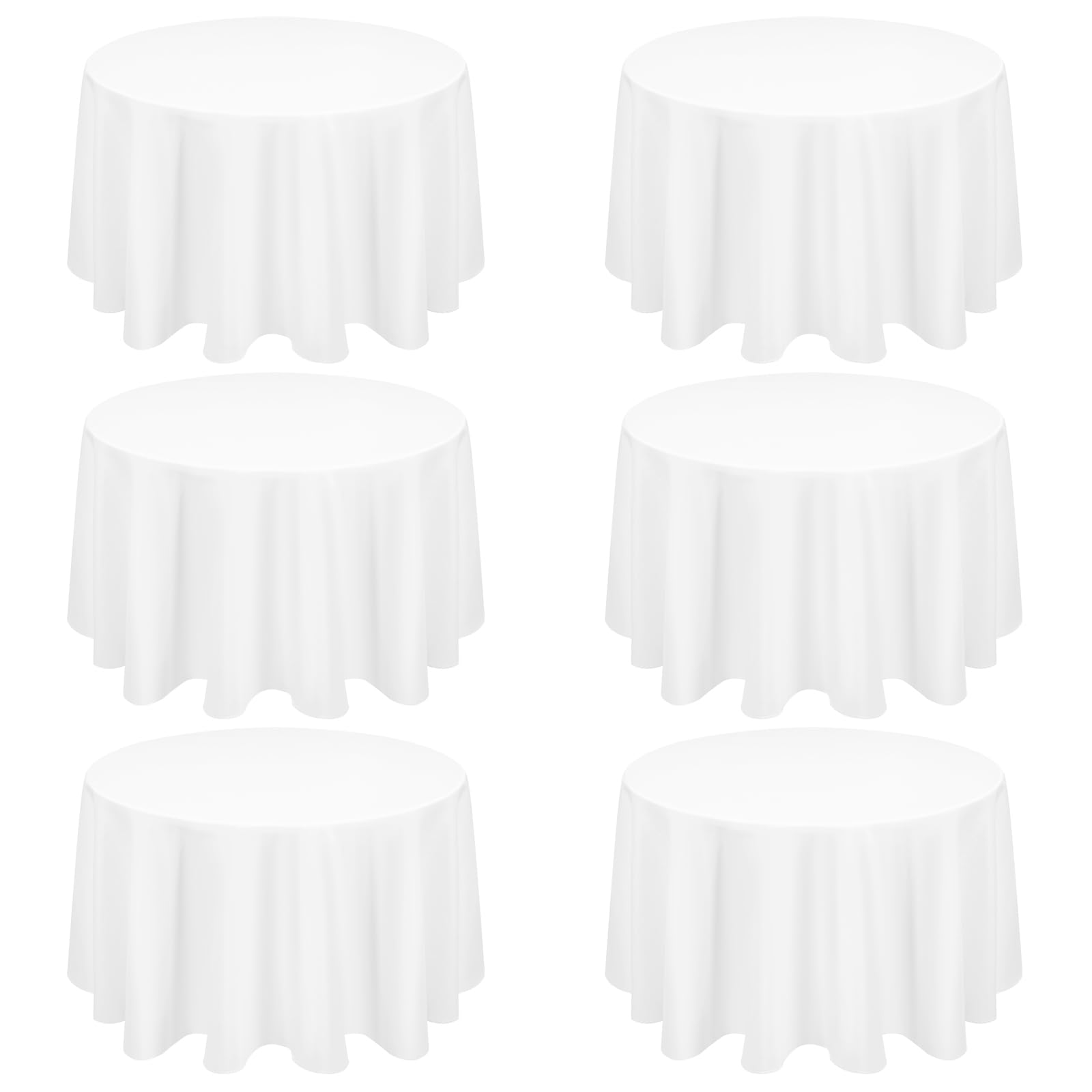 FXKS 6 Pack White Round Tablecloth 70 Inch Circle Polyester Table Cloth,Washable Fabric Stain and Wrinkle Resistant Table Cover Decorative Tableclothes for Wedding Party Banquet Reception