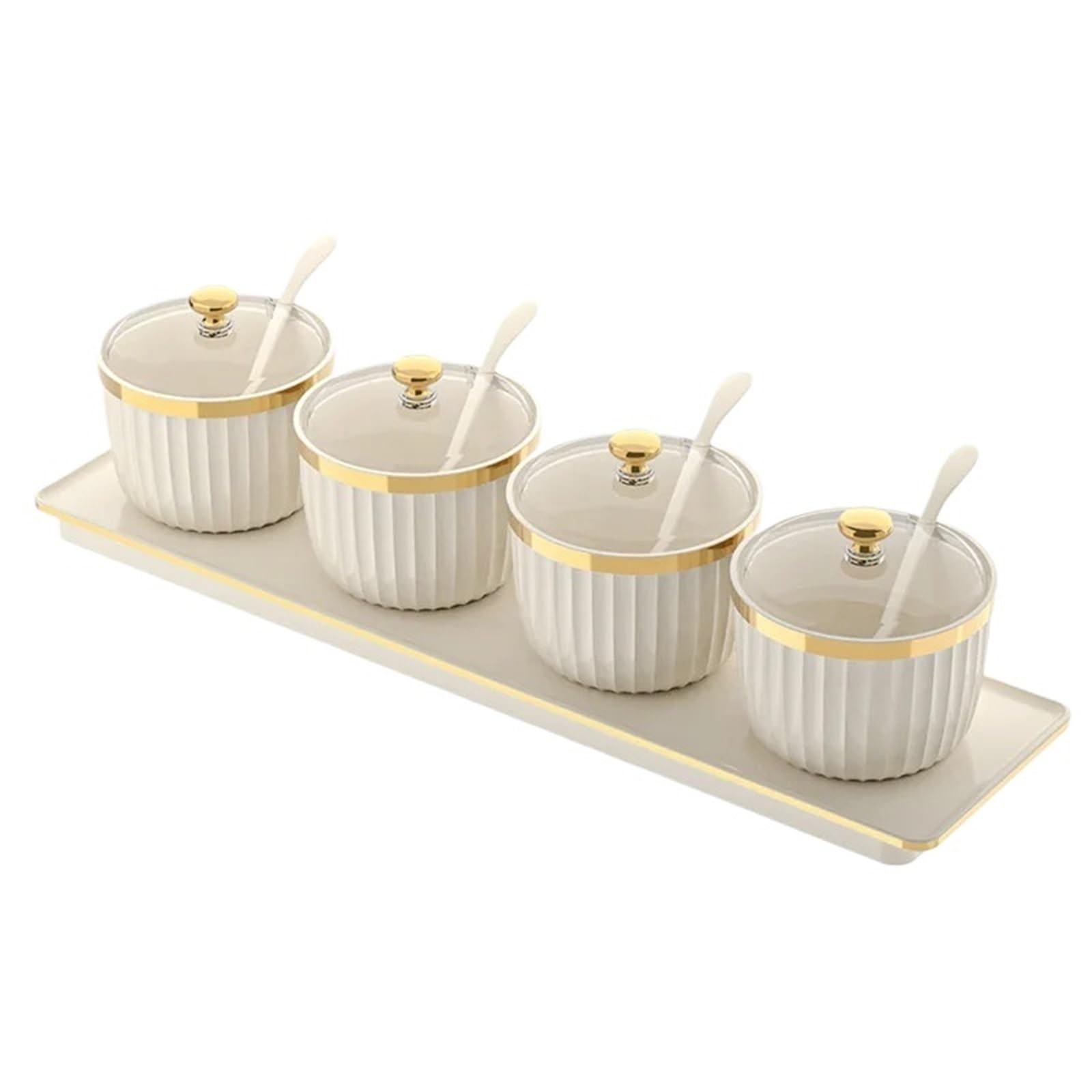 UBOHUZ Condiment Bottles with Lid, Seasoning Storage Box, Pepper Sugar Container Bowl, Salt Shaker Jars, Sesame Bottle with for Salt Sugar Spice Pepper(Golden cream)