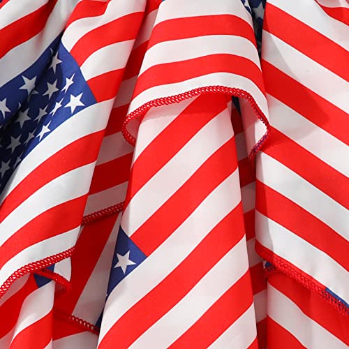 4Th Of July Toddler Baby Girl Dress Independence Day Outfit Girls Ruffle Dresses American Flag Stripe Stars Suspender Dress(3-4T) #TOP6