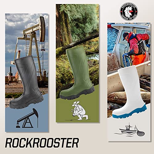 ROCKROOSTER Porter Pull On Rubber Boots for Men, 15" Composite Toe BASF Polyurethane PU Waterproof Wellington Work Boots, PR, EH, Metal Free, Oil Resistant, ASTM F2413-18, WS7014