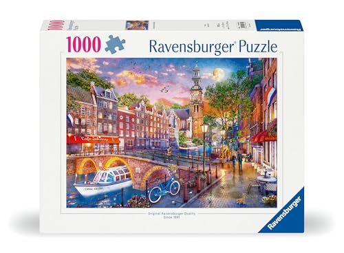 Puzzle 1000 pièces Coucher de soleil sur Amsterdam Ravensburger France - vue 3