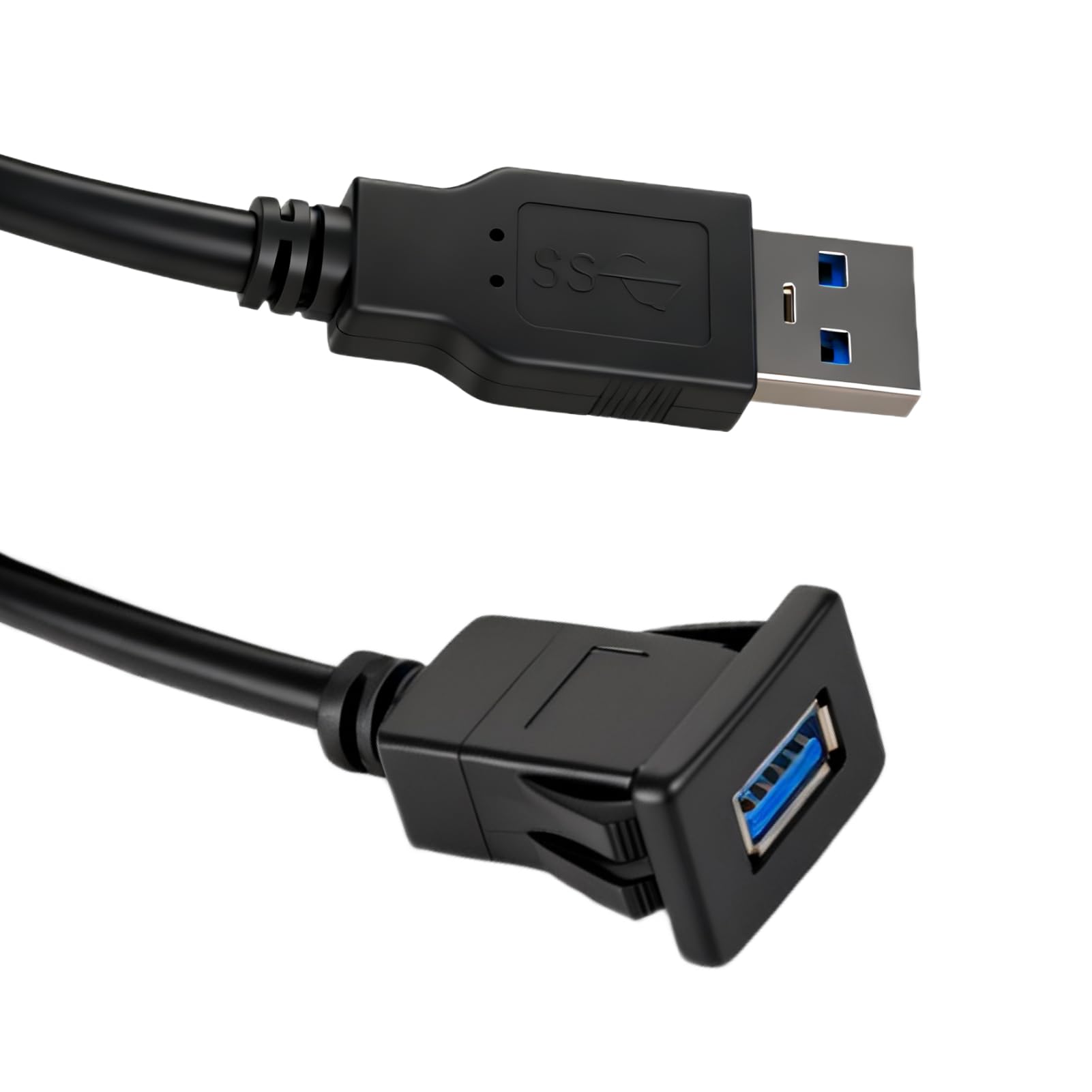 Câble D'extension Double Port USB 3.0 Mâle Femelle Embarqué étanche 1M Pour Voiture, Véhicule, Bateau, Camion, Vélo, Moto, Yacht, Tableau De Bord De Montage Encastré Lot De 2 Câbles (1 Mètre