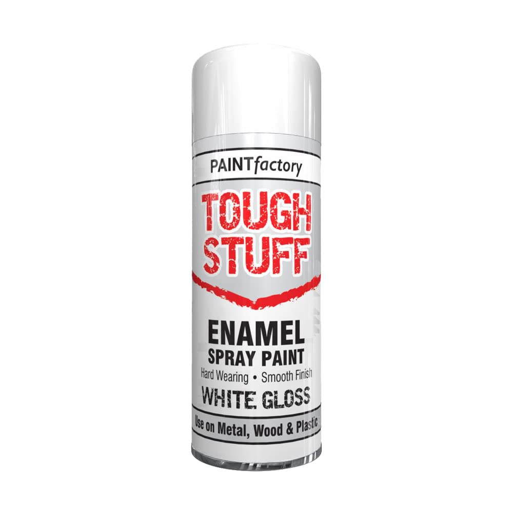 Classic Signature - 2 x Enamel White Gloss Spray Paint 400ml Tough Stuff Hard Wearing Smooth Aerosol for Metal Wood and Plastic