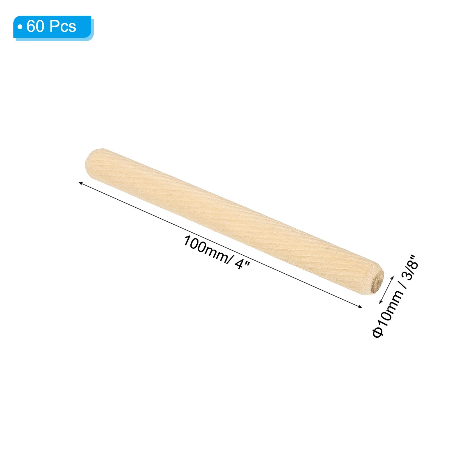 PATIKIL 3/8" x 4"(10 x 100mm) Wood Dowel Pins - Image 2