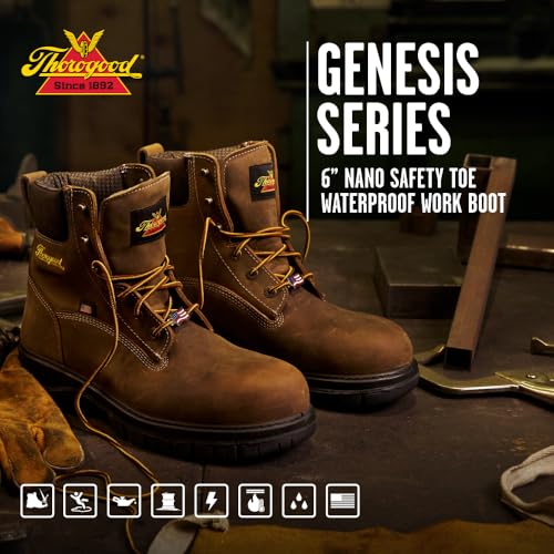 Thorogood 6” Waterproof Work Boots for Men - Nano Composite Toe - Genesis Series - Full-Grain Leather with Comfort Insoles and Slip-Resistant Outsoles2