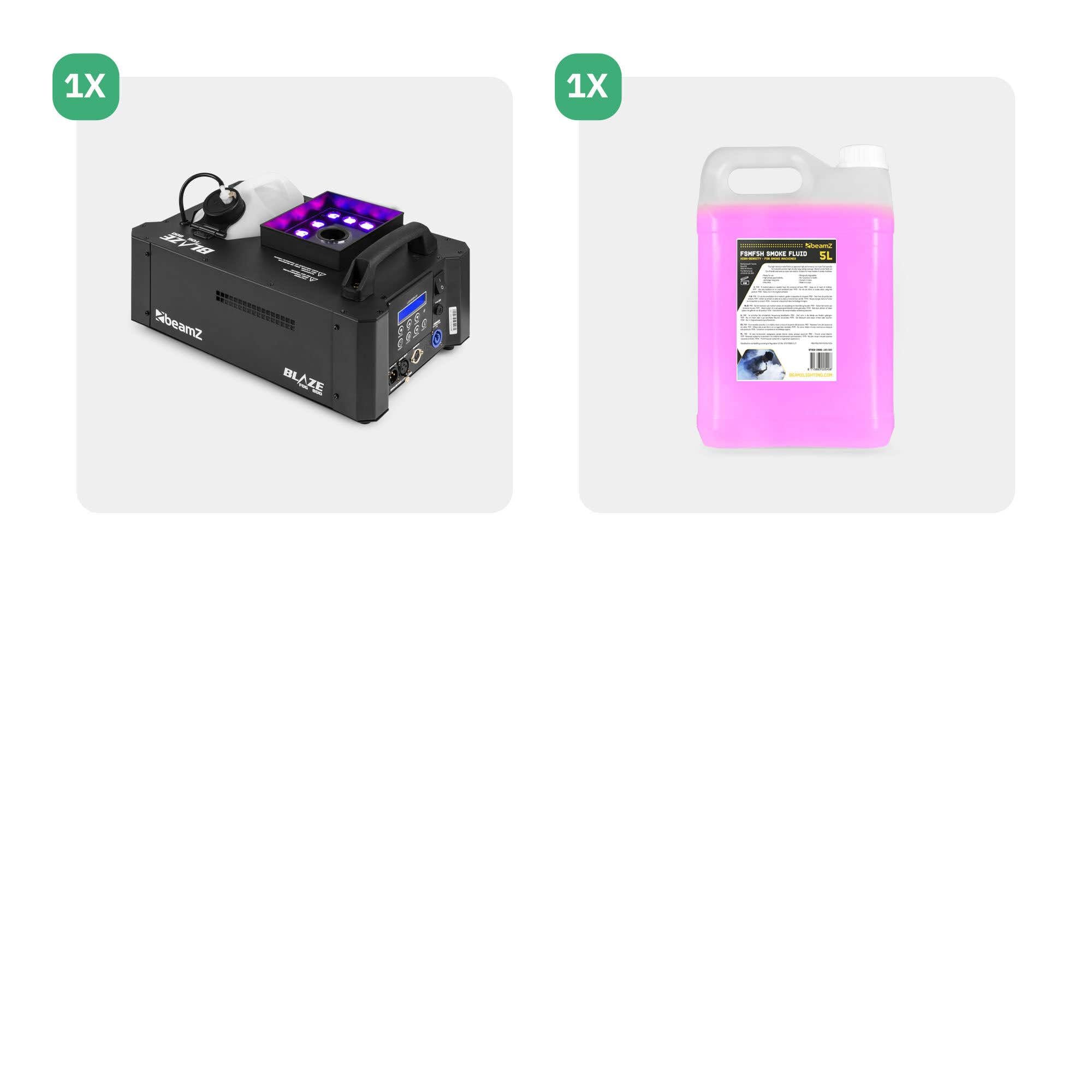 BeamZ BLAZE800 - Máquina de humo 800W con DMX para teatros y producciones | 800W de potencia, control DMX y mando a distancia, rendimiento constante en uso continuo, para teatros y producciones