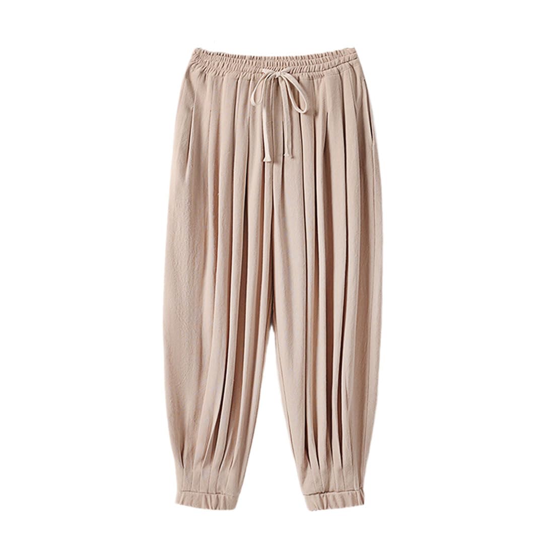 Pantalones De Lino De Talla Grande Pantalones De Lino Informales para Hombre Pantalones Sueltos De Cintura Elástica De Verano