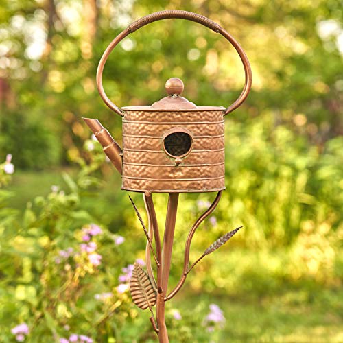 Zaer Ltd. Copper Colored Teapot Birdhouse Garden Stakes (Style 3) #TOP11