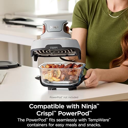 Image of Ninja 6 Cup TempWare Glass Container with Leak-Proof Storage lid, Compatible Crispi Portable Cooking System, Microwave, Freezer and Dishwasher Safe, PFAS Free Glass Cooking Surface