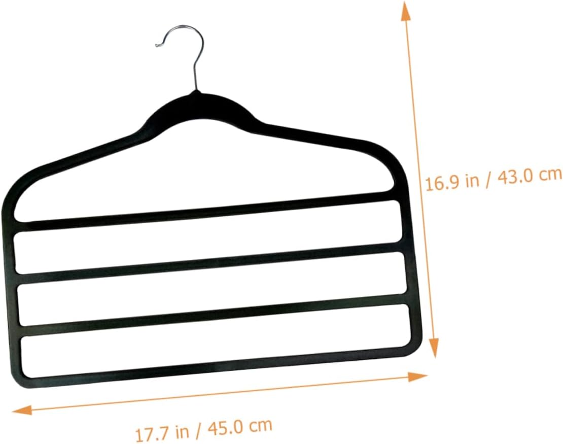 3pcs Multi-Layer Non- Pants Hanger Rack for Trousers Jeans and Scarves Space-Saving Vertical Storage Organizer for Closet Material Black